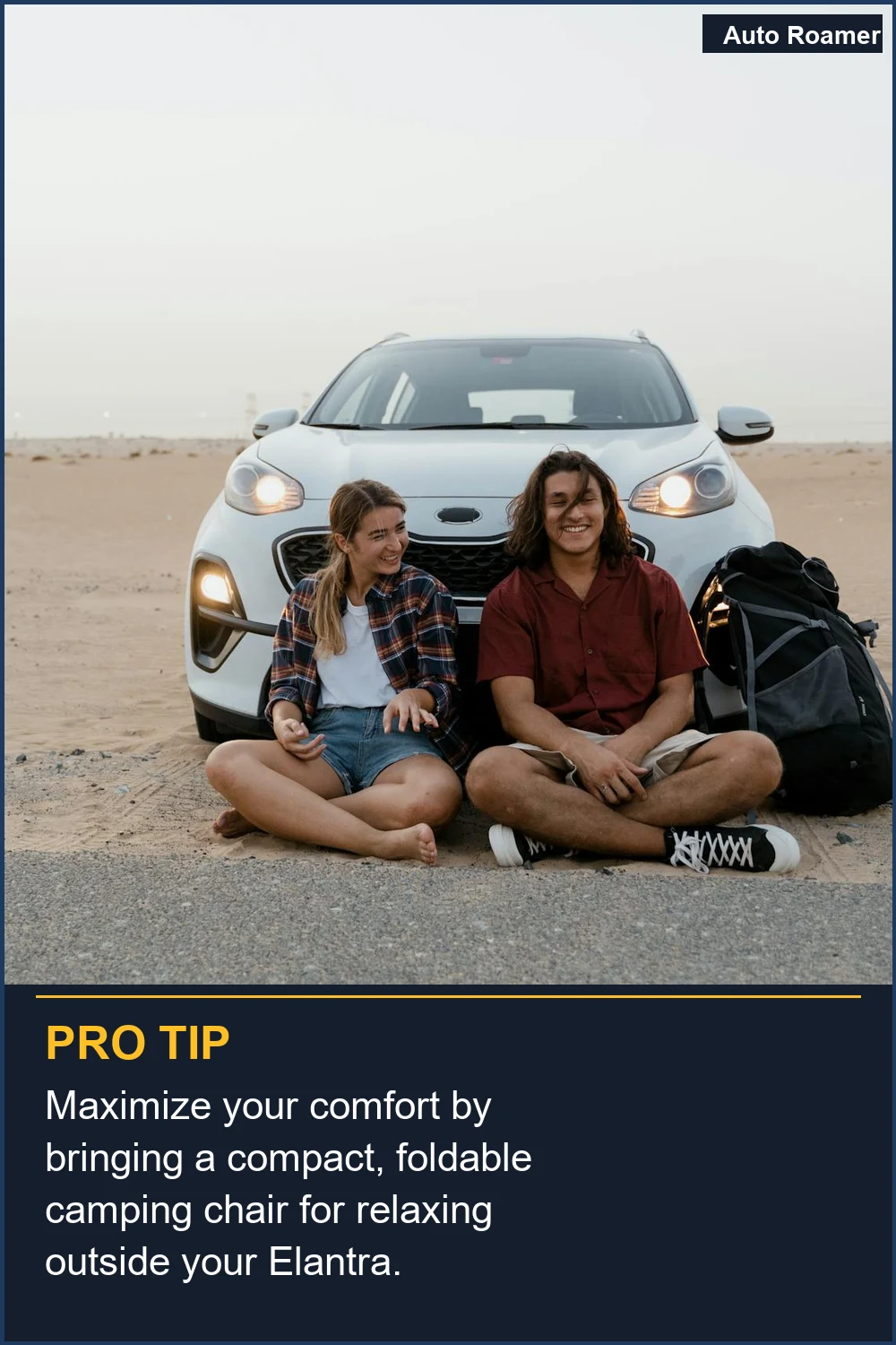 Maximize your comfort by bringing a compact, foldable camping chair for relaxing outside your Elantra.