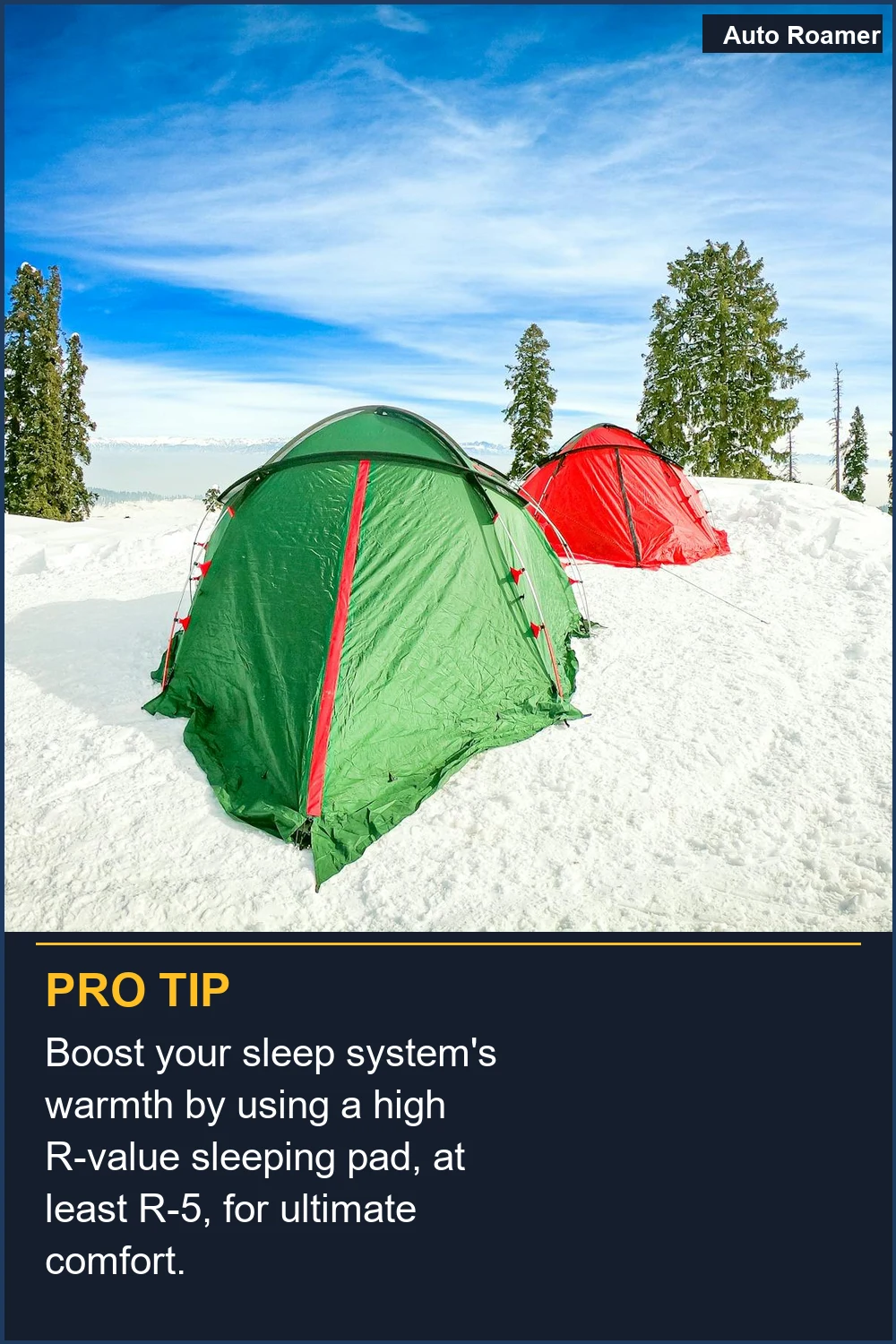 Boost your sleep system's warmth by using a high R-value sleeping pad, at least R-5, for ultimate comfort.