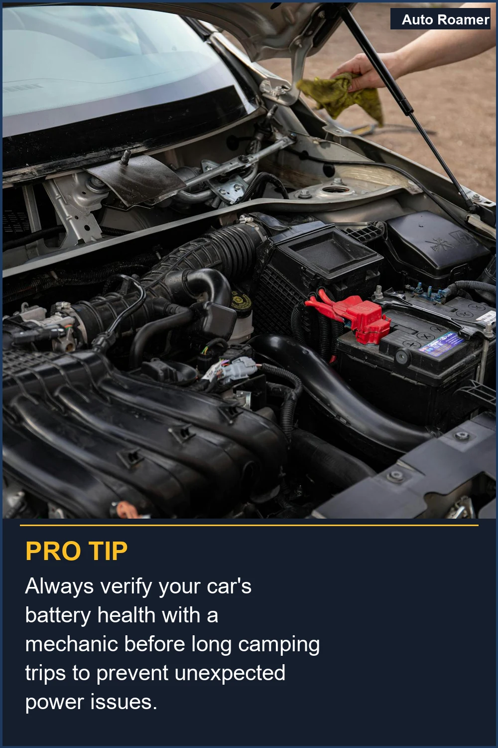 Always verify your car's battery health with a mechanic before long camping trips to prevent unexpected power issues.