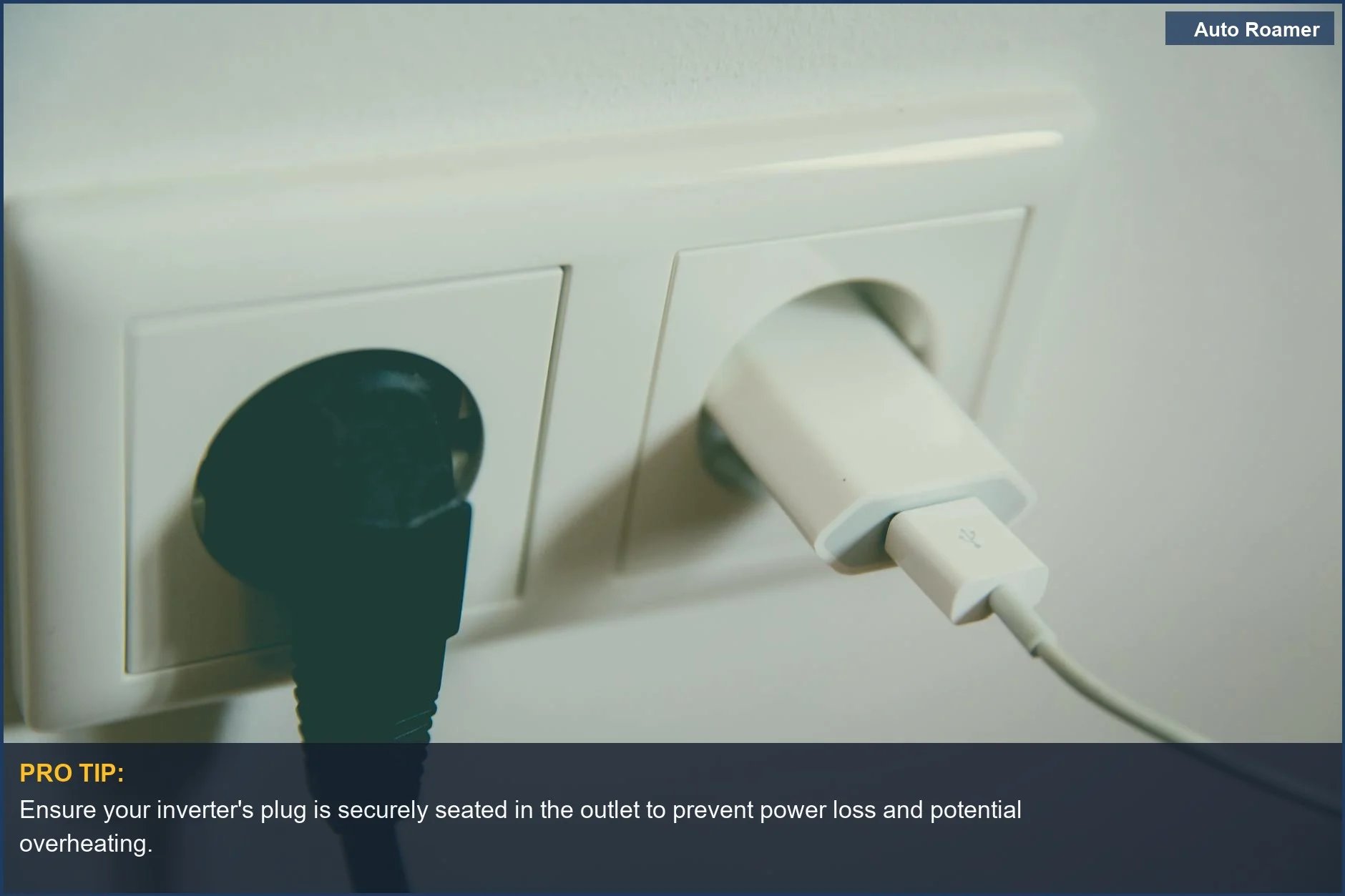 Close-up of a wall outlet, illustrating power connection for car camping inverter safety.