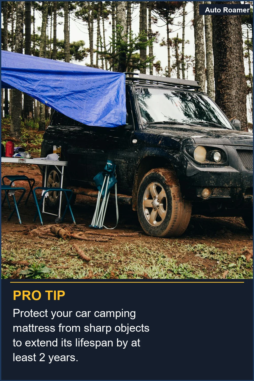 Protege tu colchón para acampar en coche de objetos afilados para extender su vida útil al menos 2 años.