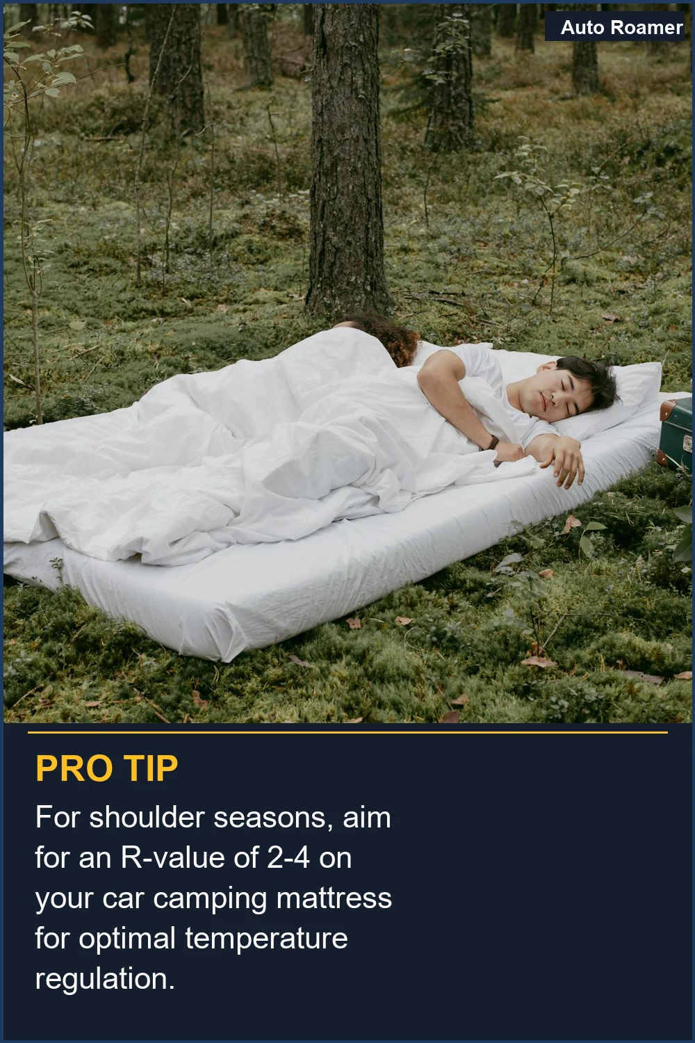 Para las temporadas intermedias, apunta a un valor R de 2-4 en tu colchón para coche para una regulación óptima de la temperatura.