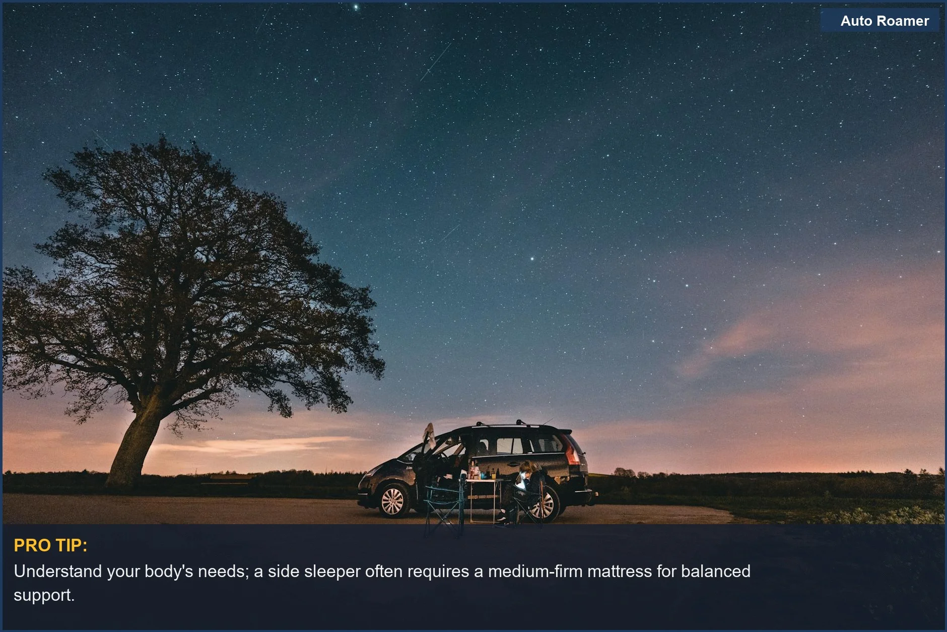 Serene car camping scene with SUV under a starry sky in Belgium.
