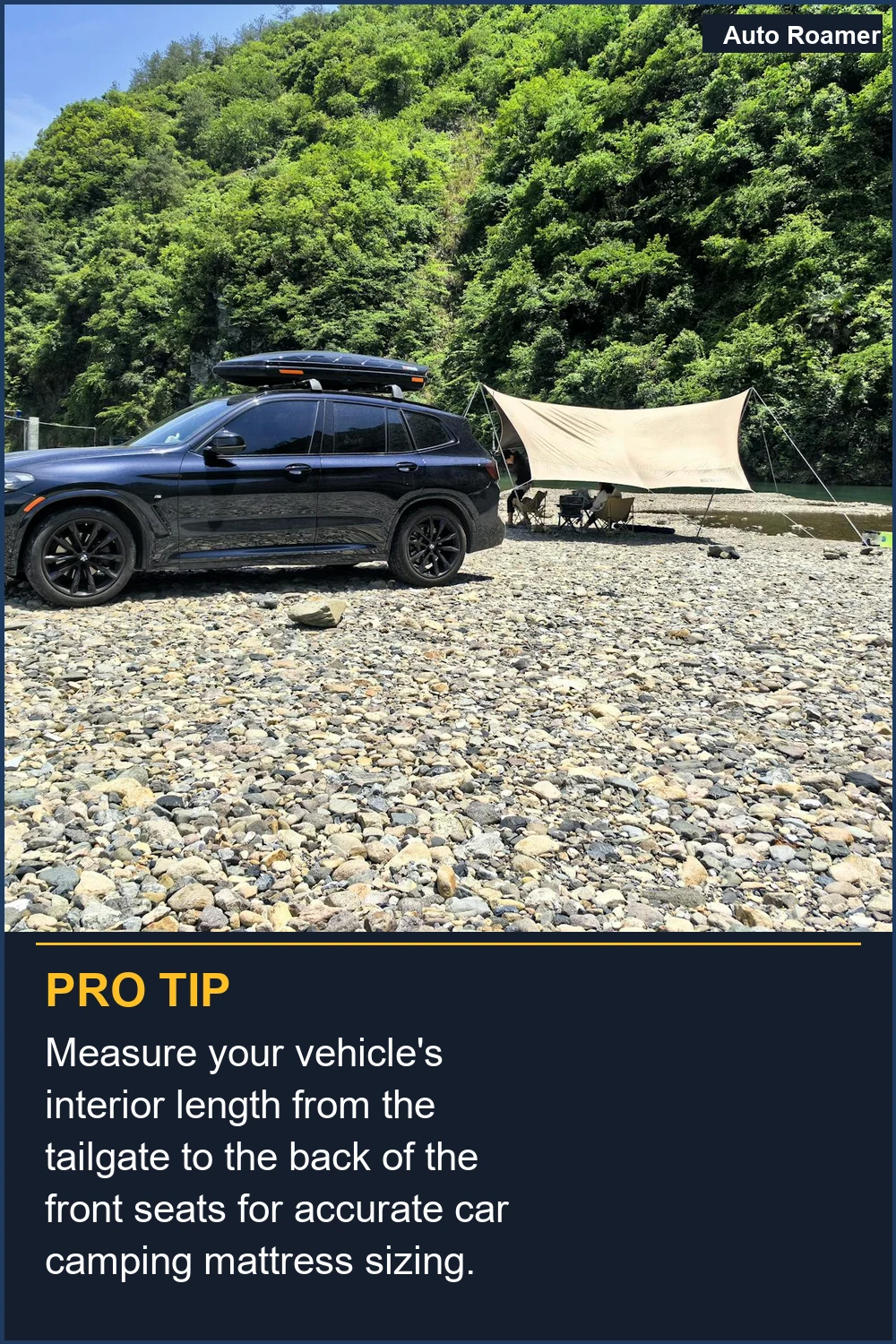 Measure your vehicle's interior length from the tailgate to the back of the front seats for accurate car camping mattress sizing.