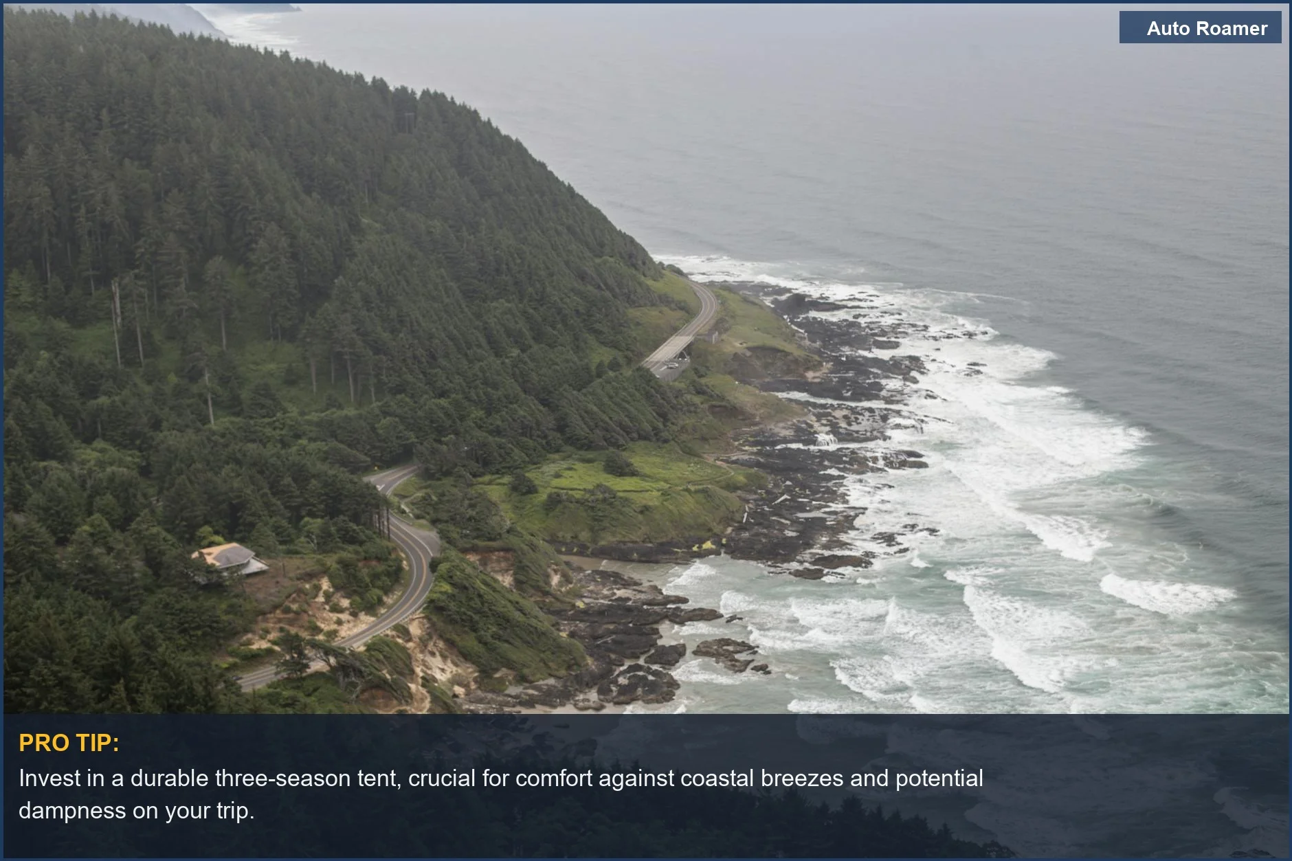 Aerial view of winding Big Sur road through lush forests, essential for your PCH car camping itinerary.