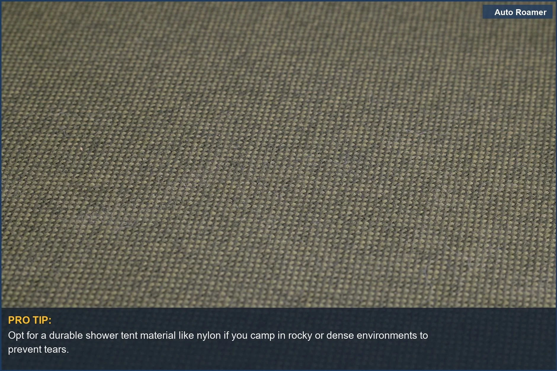 Detailed texture of durable olive green woven shower tent material, perfect for rugged outdoor use.