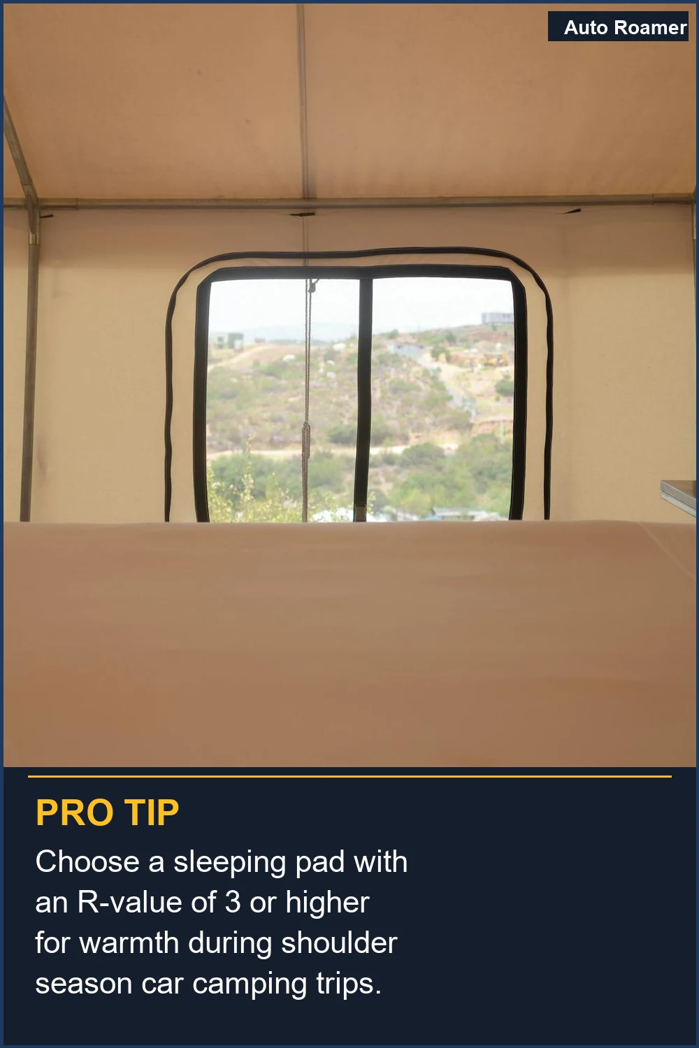 Choose a sleeping pad with an R-value of 3 or higher for warmth during shoulder season car camping trips.