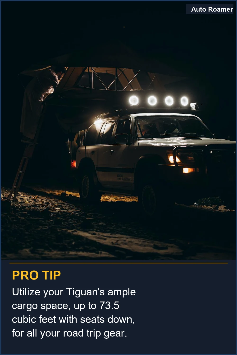 Utilize your Tiguan's ample cargo space, up to 73.5 cubic feet with seats down, for all your road trip gear.