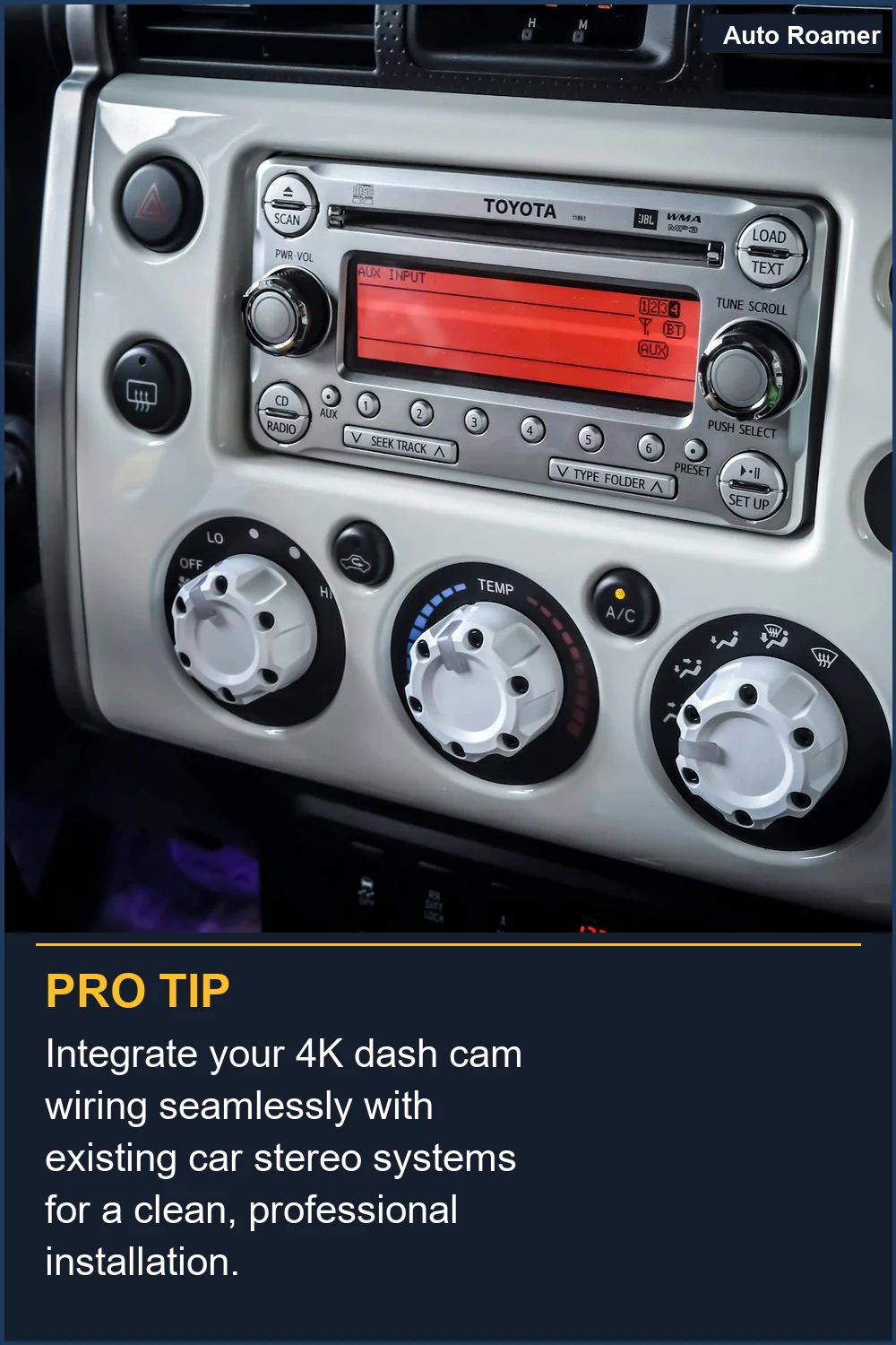 Integrate your 4K dash cam wiring seamlessly with existing car stereo systems for a clean, professional installation.