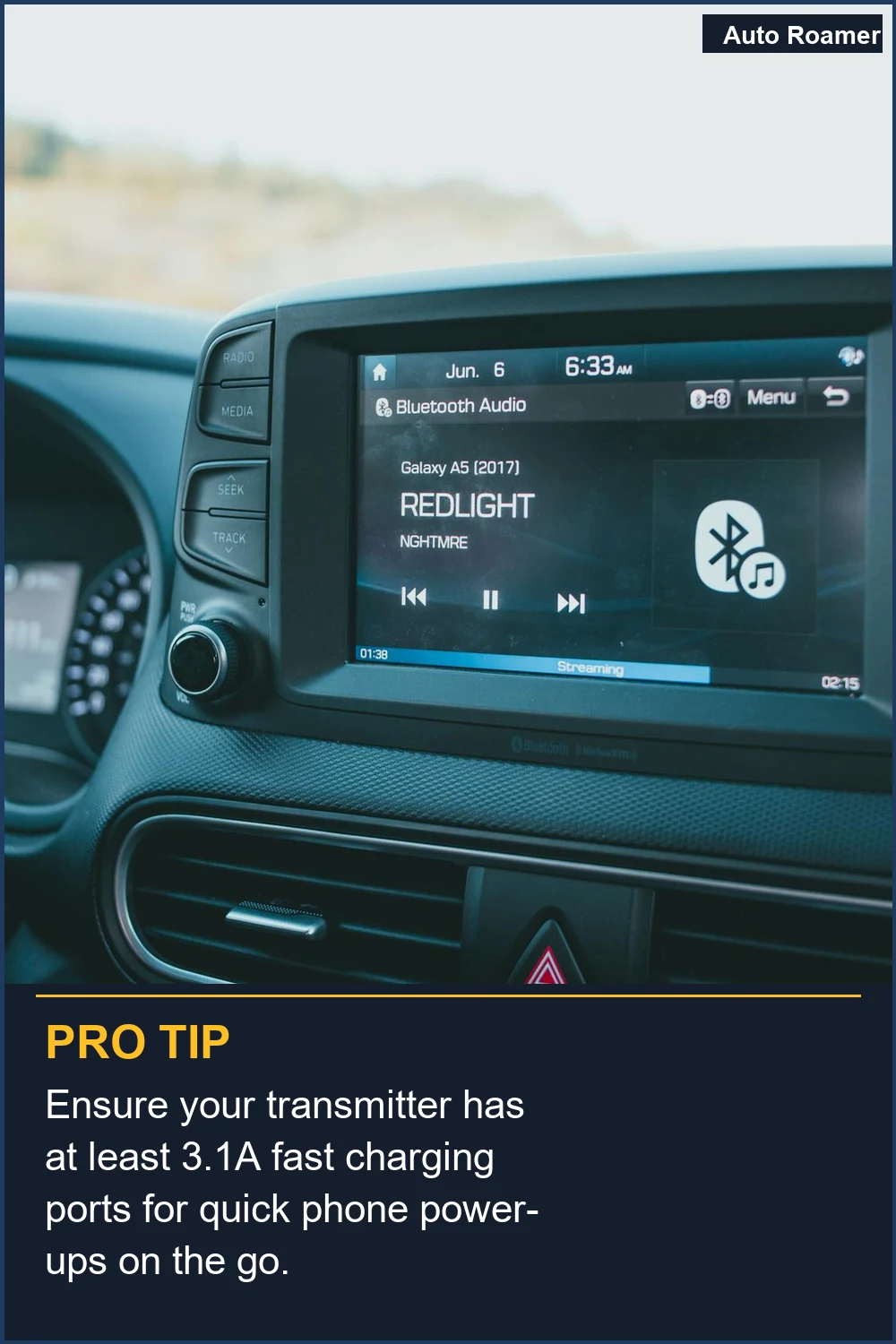 Ensure your transmitter has at least 3.1A fast charging ports for quick phone power-ups on the go.