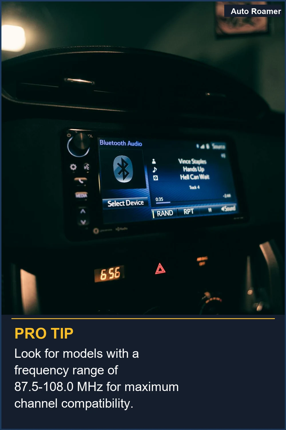 Look for models with a frequency range of 87.5-108.0 MHz for maximum channel compatibility.
