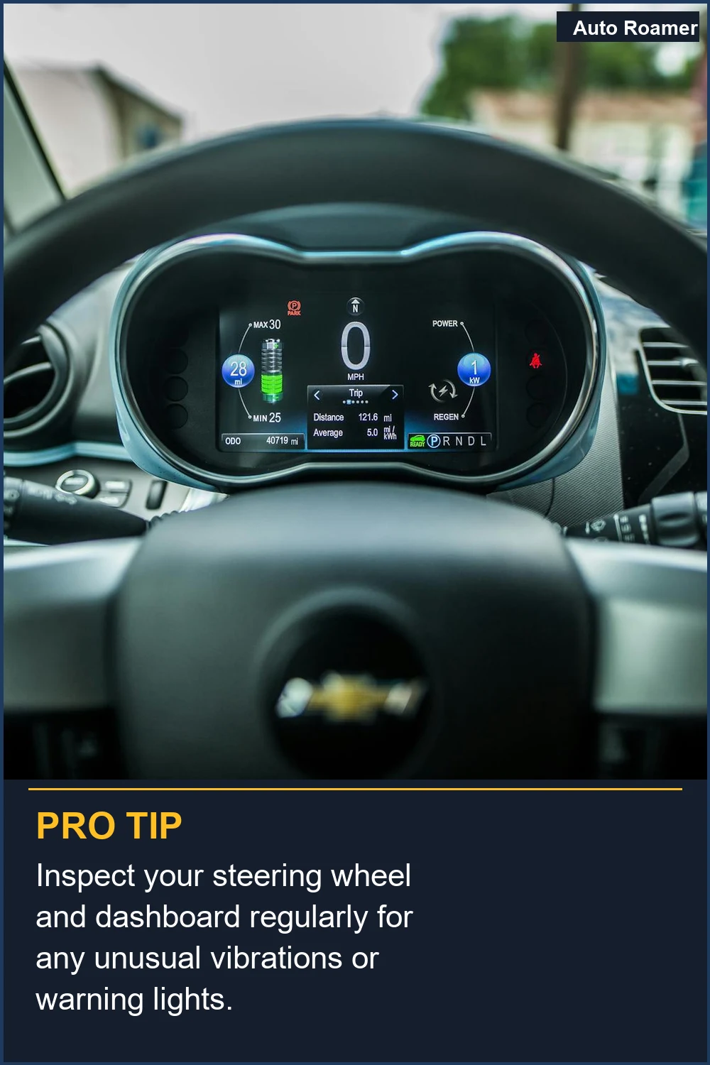 Inspect your steering wheel and dashboard regularly for any unusual vibrations or warning lights.