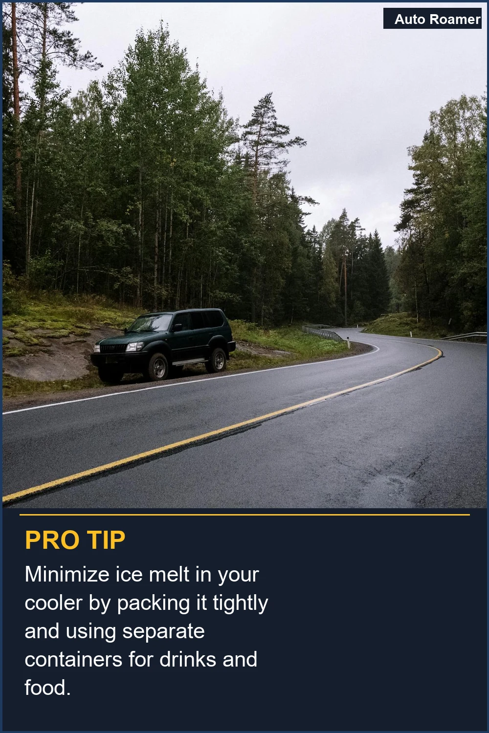 Minimize ice melt in your cooler by packing it tightly and using separate containers for drinks and food.