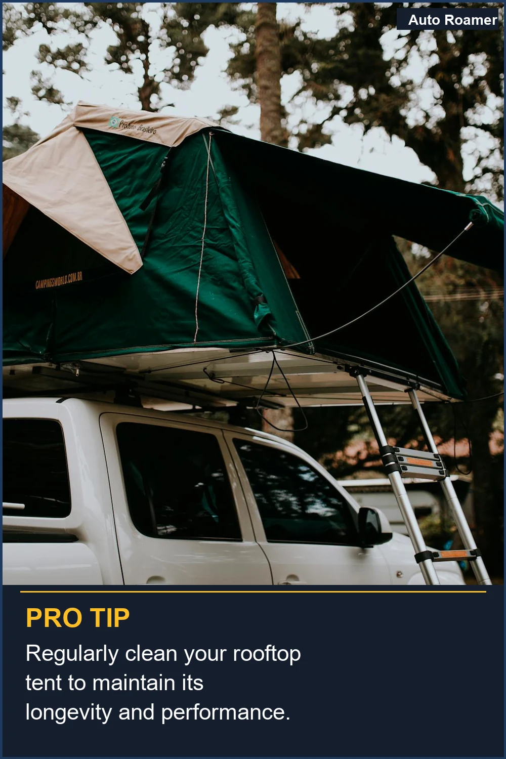 Regularly clean your rooftop tent to maintain its longevity and performance.