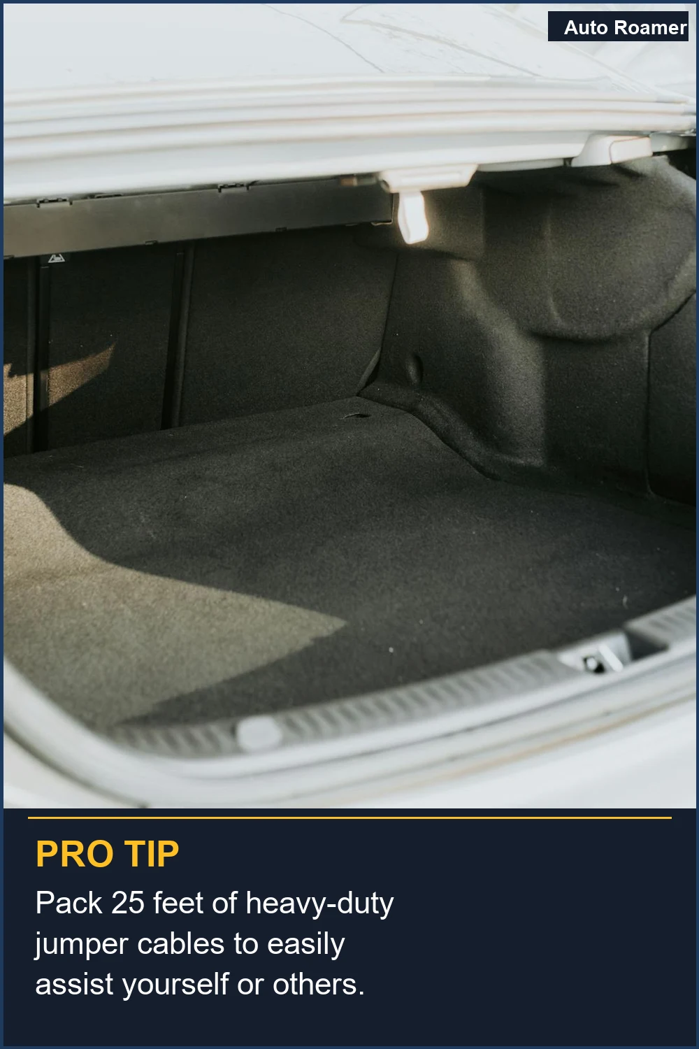 Pack 25 feet of heavy-duty jumper cables to easily assist yourself or others.