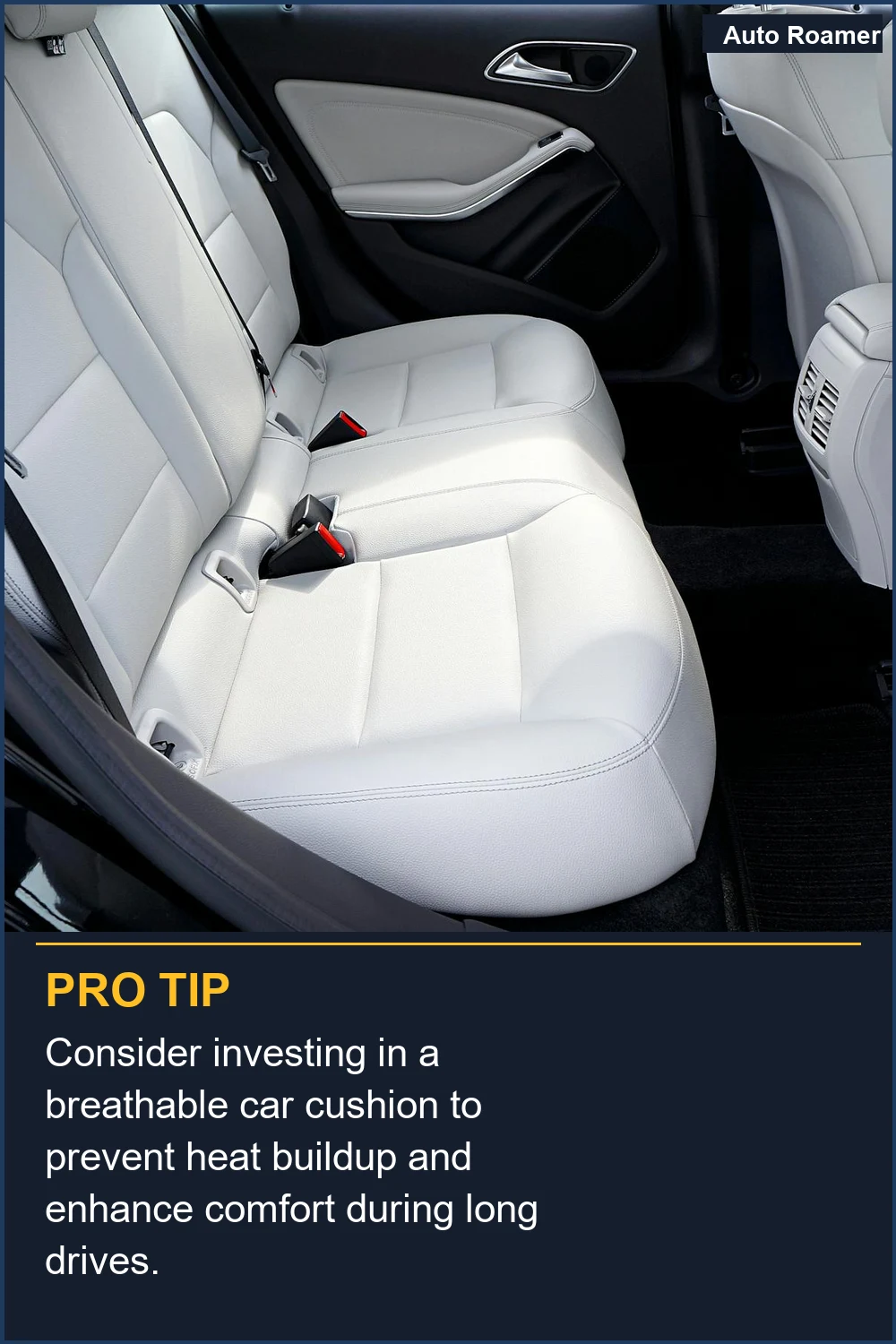 Considera invertir en un cojín de asiento de coche transpirable para evitar la acumulación de calor y mejorar la comodidad durante largos trayectos.