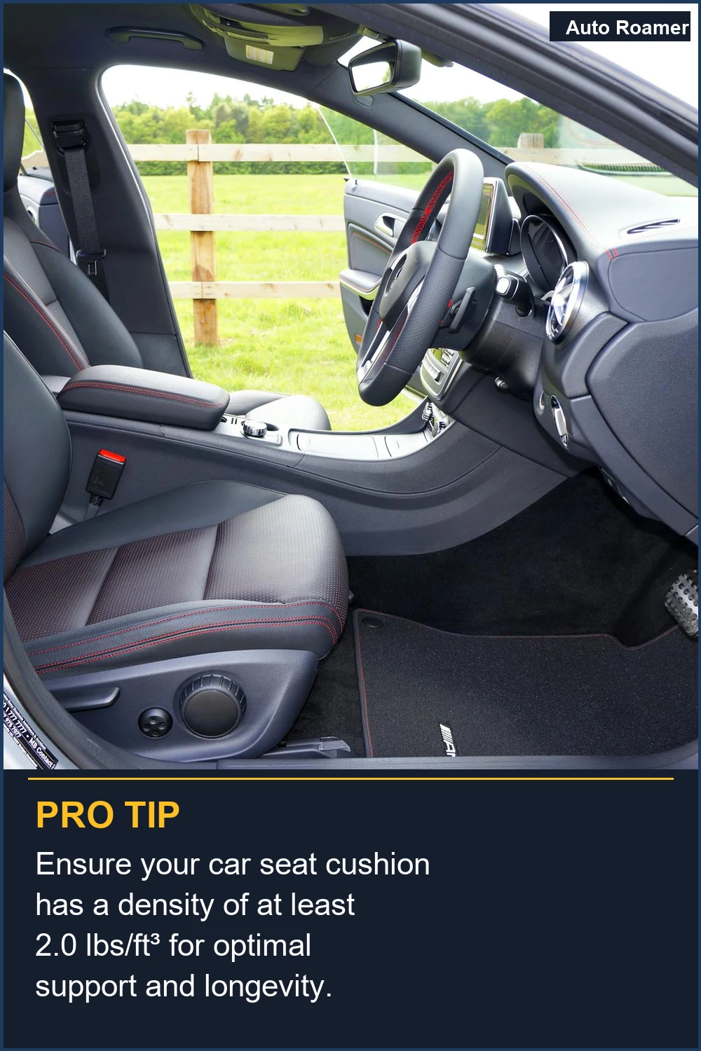 Asegúrate de que tu cojín de asiento de coche tenga una densidad de al menos 2.0 lbs/ft³ para un soporte y longevidad óptimos.