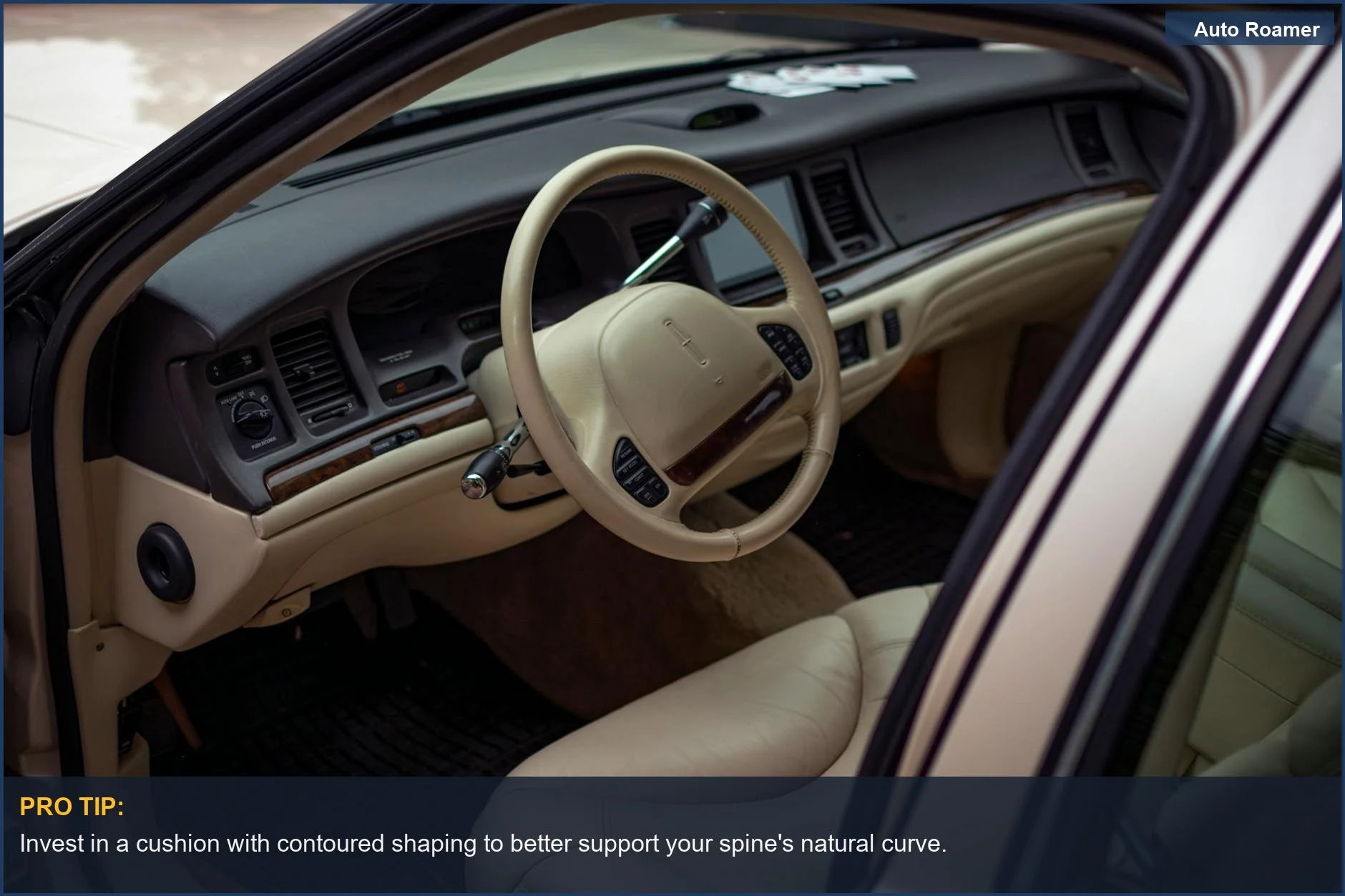 Elegant car interior with leather seats and steering wheel, perfect for luxury comfort solutions.