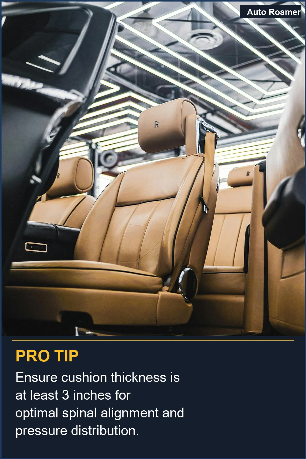 Ensure cushion thickness is at least 3 inches for optimal spinal alignment and pressure distribution.