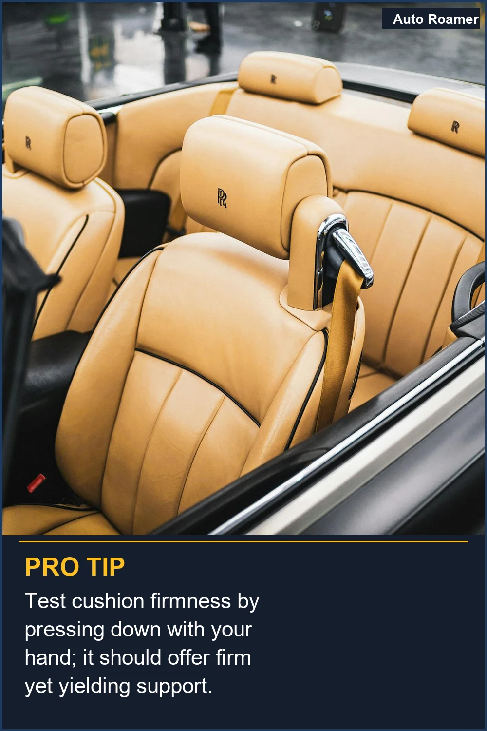 Test cushion firmness by pressing down with your hand; it should offer firm yet yielding support.