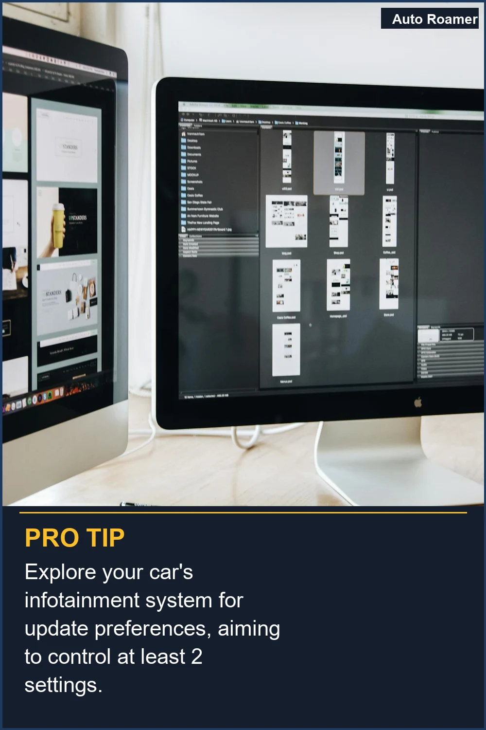 Explore your car's infotainment system for update preferences, aiming to control at least 2 settings.