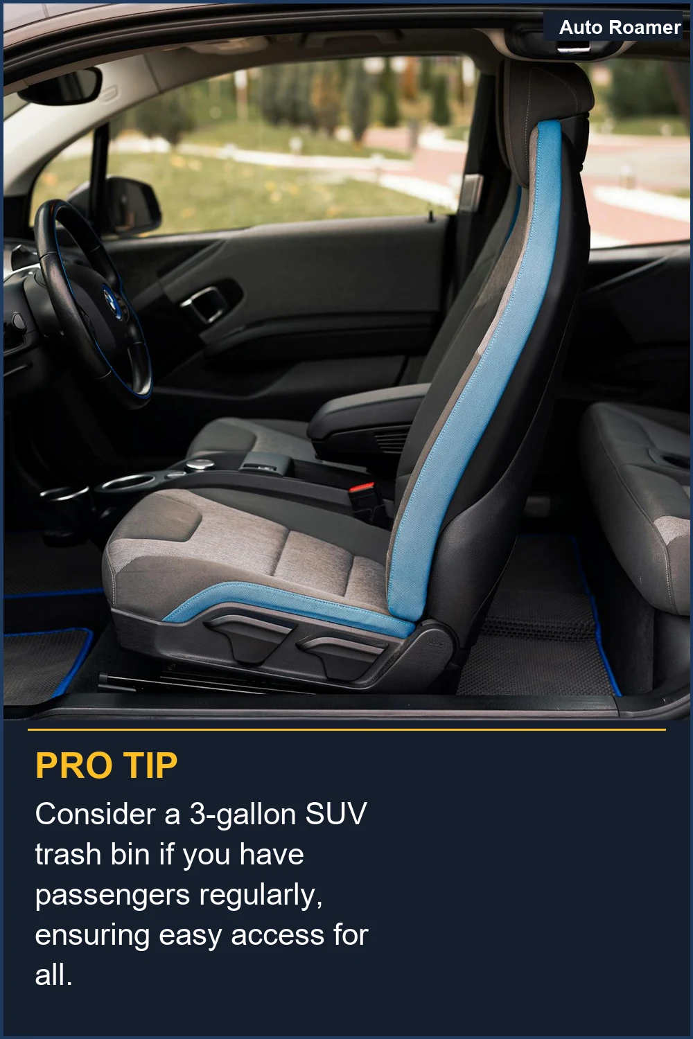 Considera una papelera para coche SUV de 3 galones si tienes pasajeros con regularidad, asegurando un fácil acceso para todos.