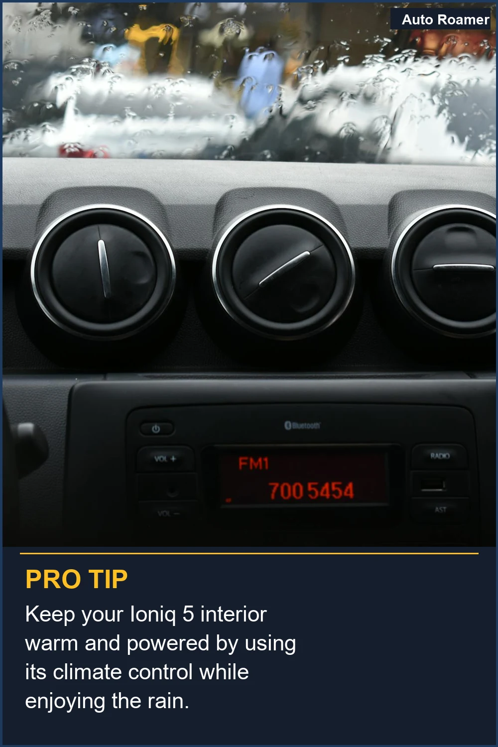 Keep your Ioniq 5 interior warm and powered by using its climate control while enjoying the rain.