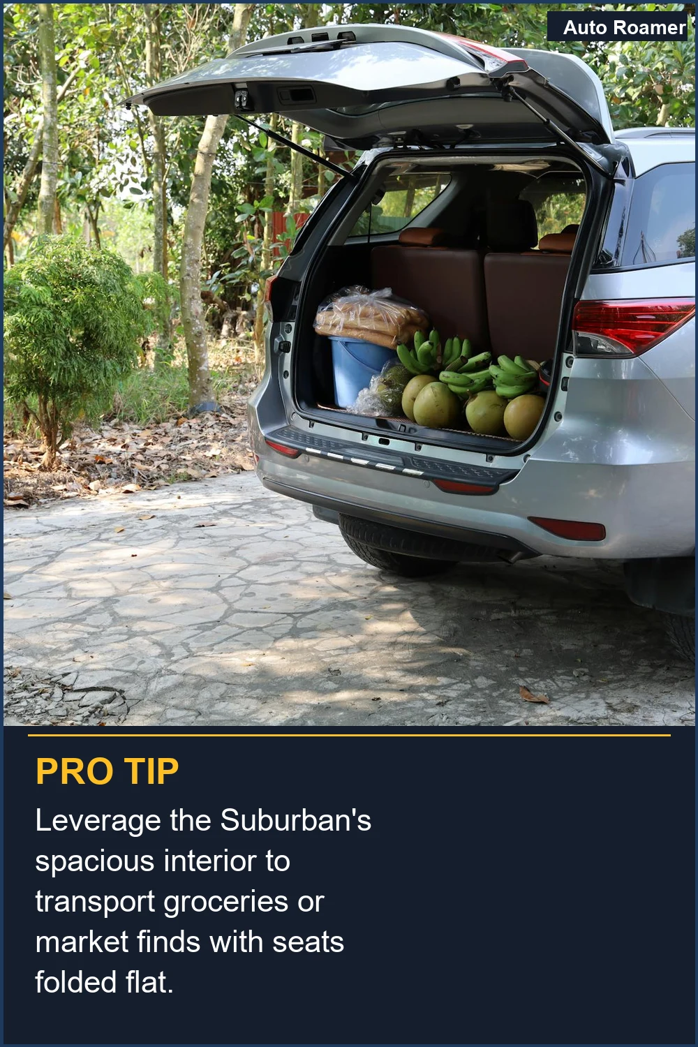 Leverage the Suburban's spacious interior to transport groceries or market finds with seats folded flat.