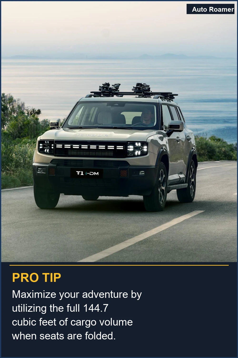 Maximize your adventure by utilizing the full 144.7 cubic feet of cargo volume when seats are folded.