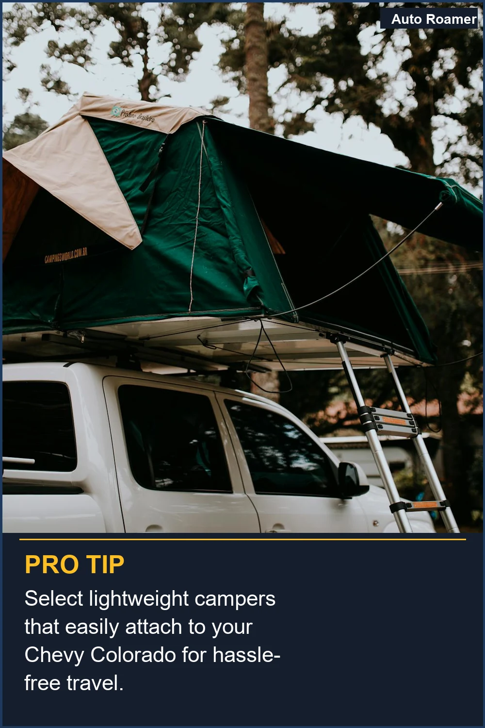 Select lightweight campers that easily attach to your Chevy Colorado for hassle-free travel.