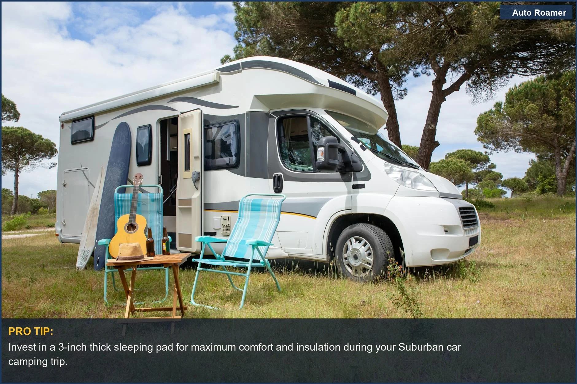 Simple sleeping pad setup for Chevy Suburban car camping, emphasizing outdoor exploration.
