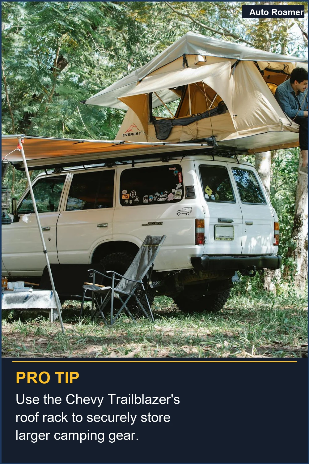 Use the Chevy Trailblazer's roof rack to securely store larger camping gear.