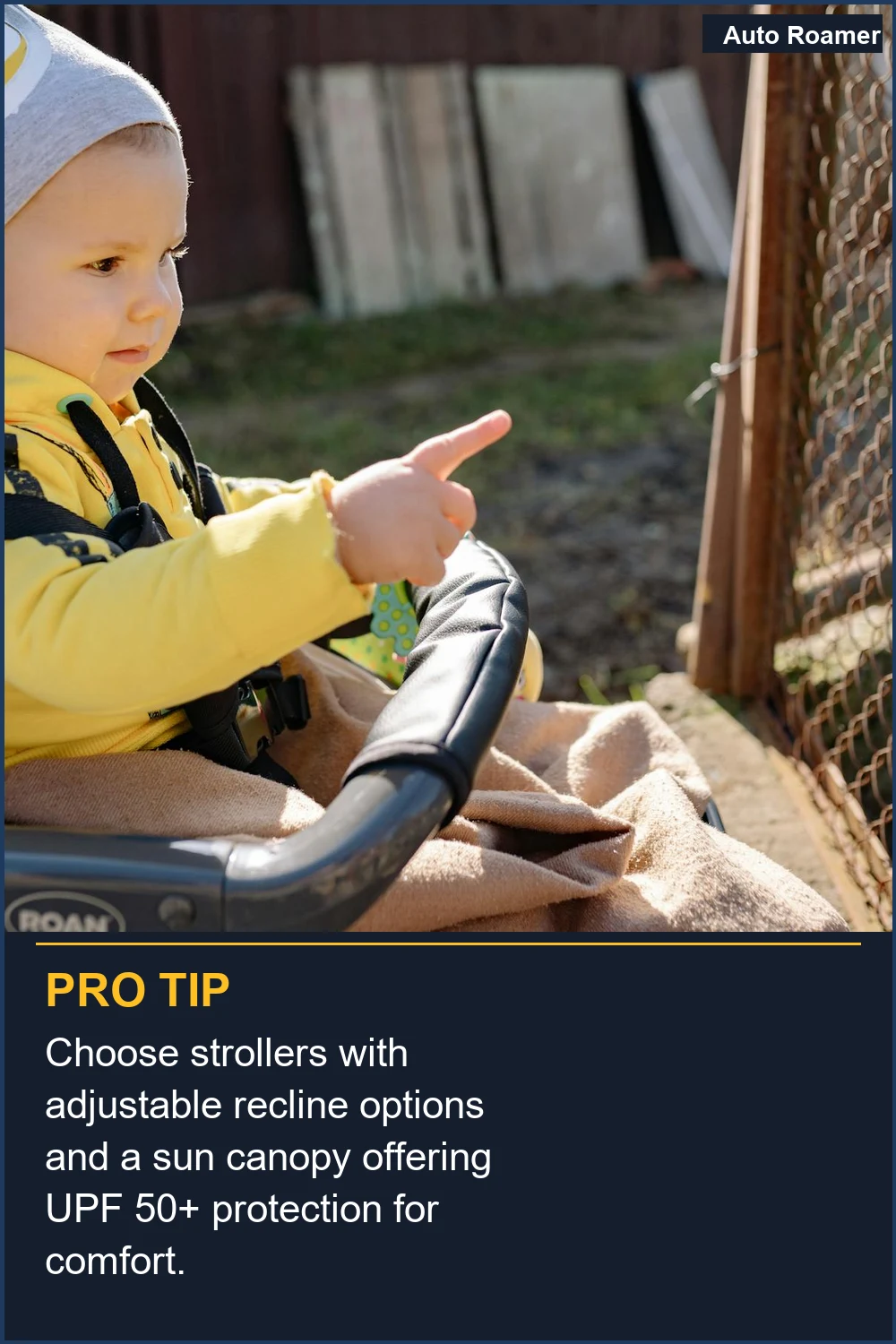 Choose strollers with adjustable recline options and a sun canopy offering UPF 50+ protection for comfort.