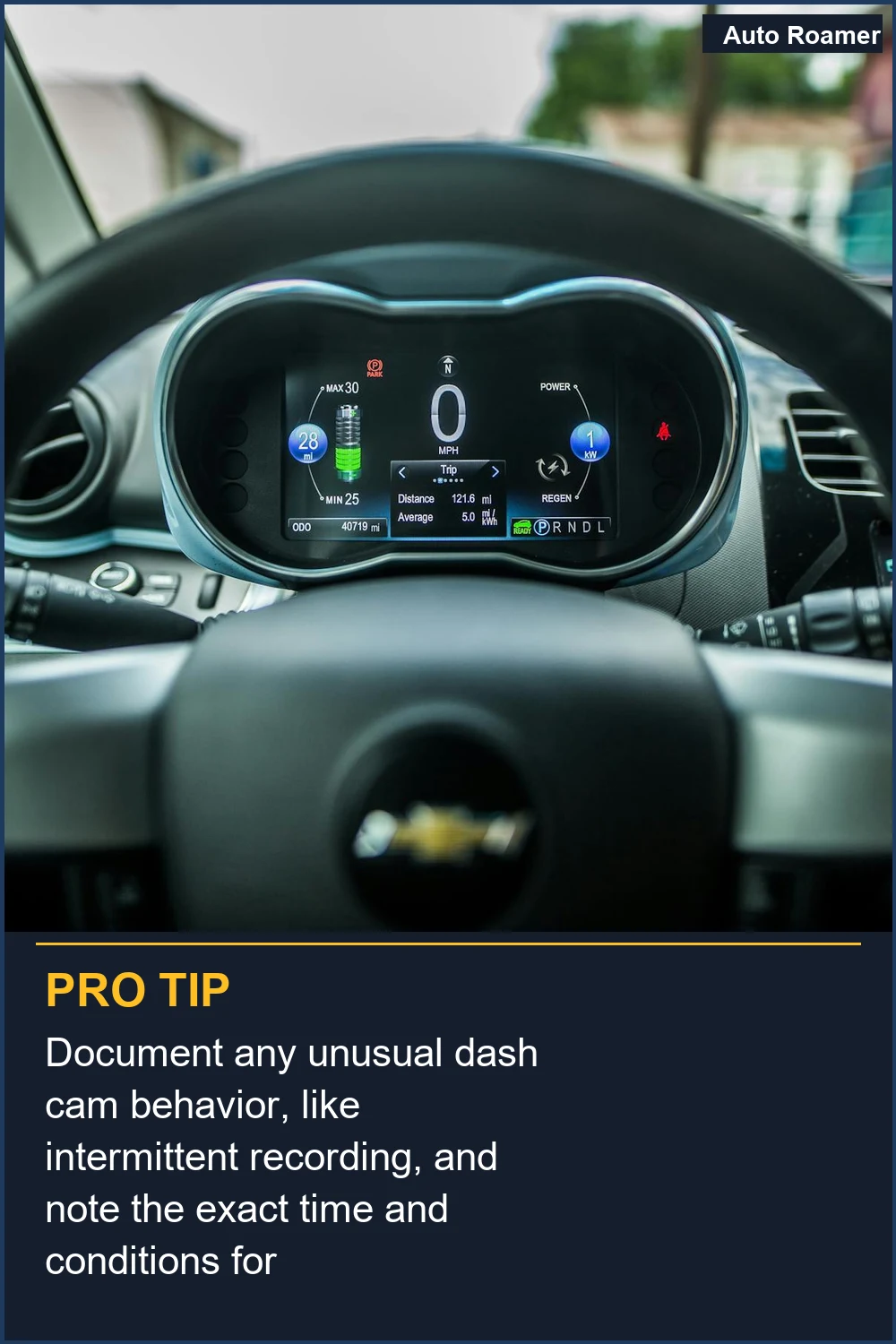 Document any unusual dash cam behavior, like intermittent recording, and note the exact time and conditions for troubleshooting.