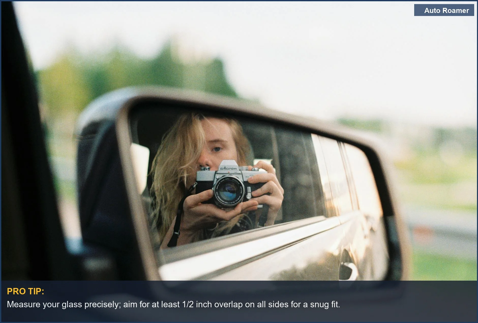 Woman measures car window dimensions for privacy curtain size, ensuring a perfect fit for car camping gear.