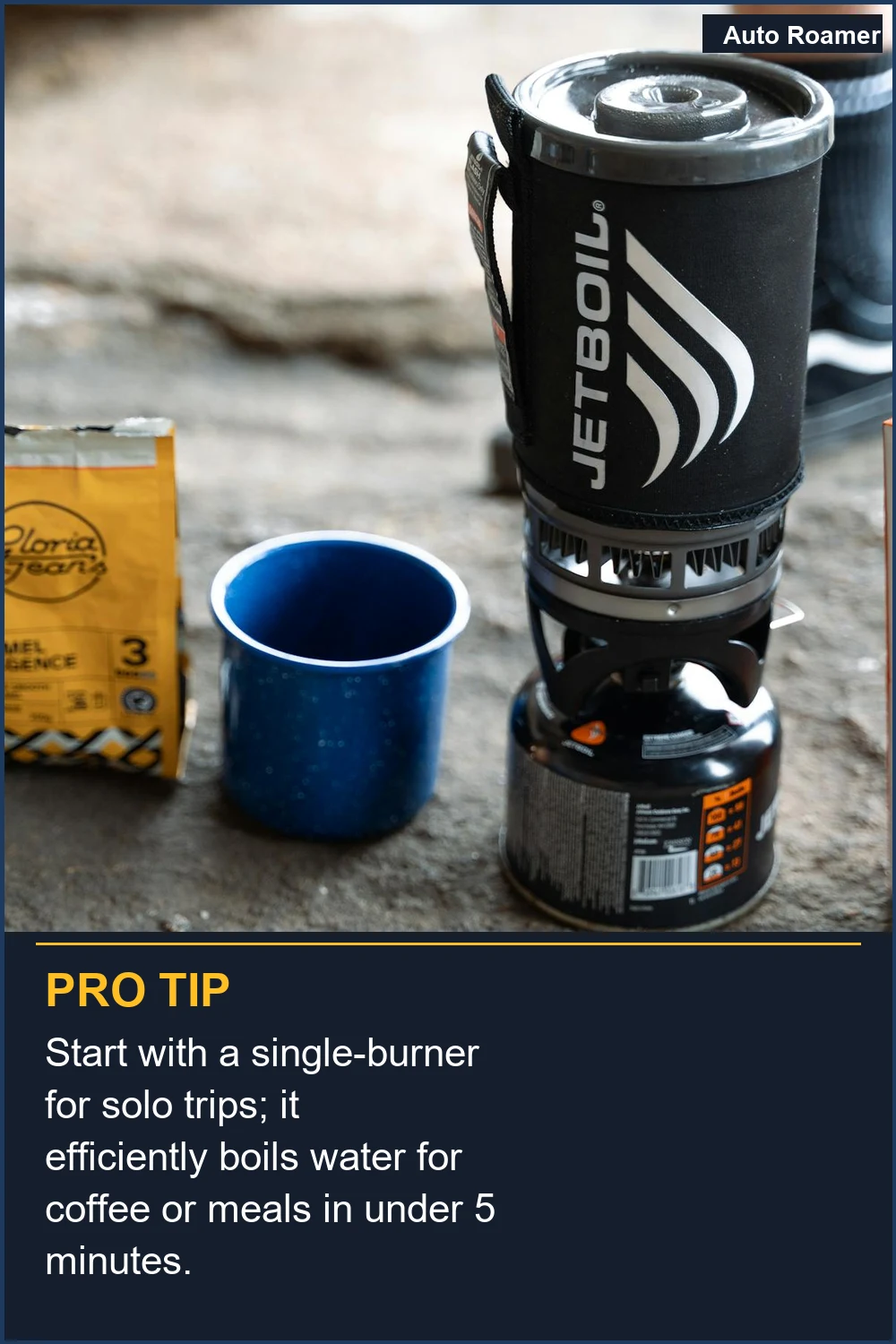 Start with a single-burner for solo trips; it efficiently boils water for coffee or meals in under 5 minutes.