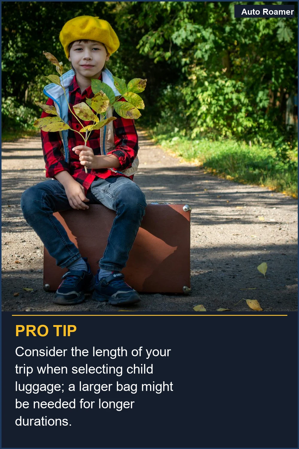 Consider the length of your trip when selecting child luggage; a larger bag might be needed for longer durations.