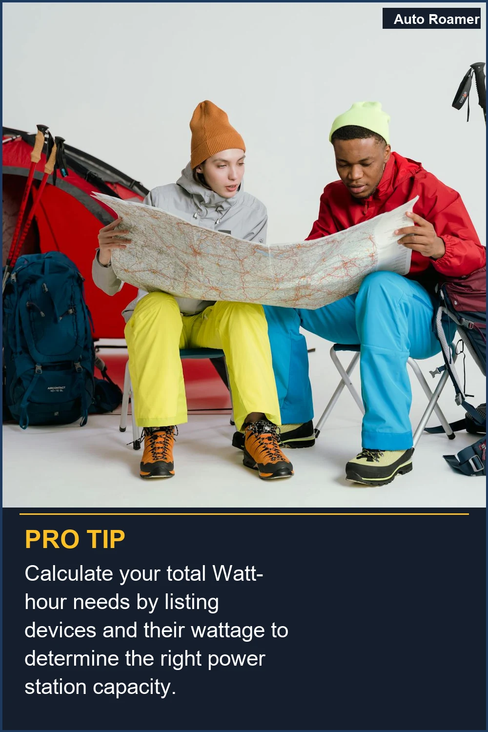 Calculate your total Watt-hour needs by listing devices and their wattage to determine the right power station capacity.