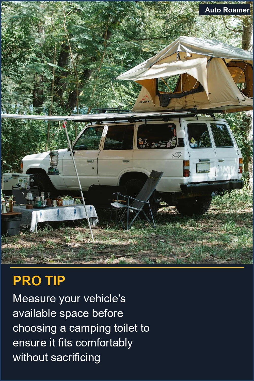 Measure your vehicle's available space before choosing a camping toilet to ensure it fits comfortably without sacrificing essential gear.