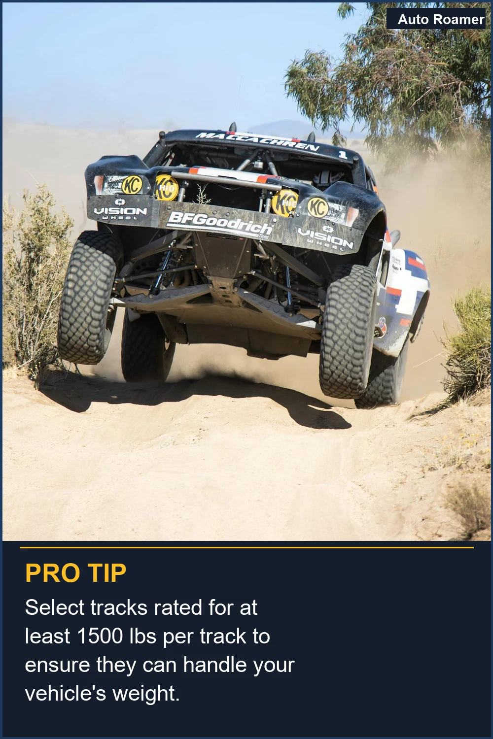 Select tracks rated for at least 1500 lbs per track to ensure they can handle your vehicle's weight.