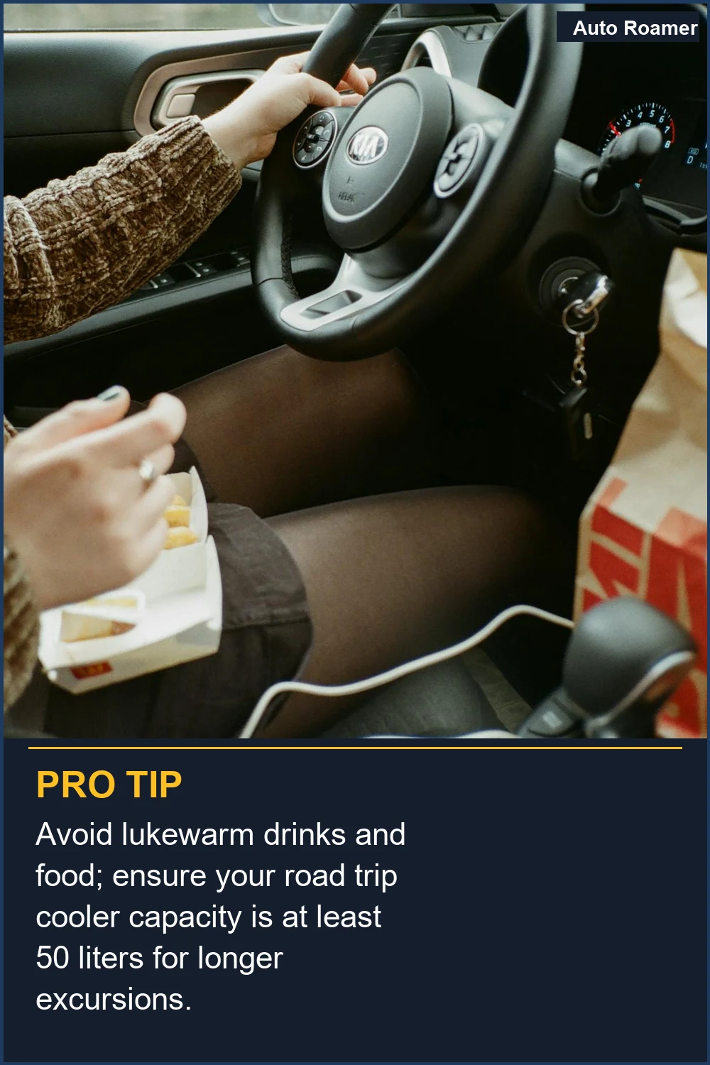 Avoid lukewarm drinks and food; ensure your road trip cooler capacity is at least 50 liters for longer excursions.