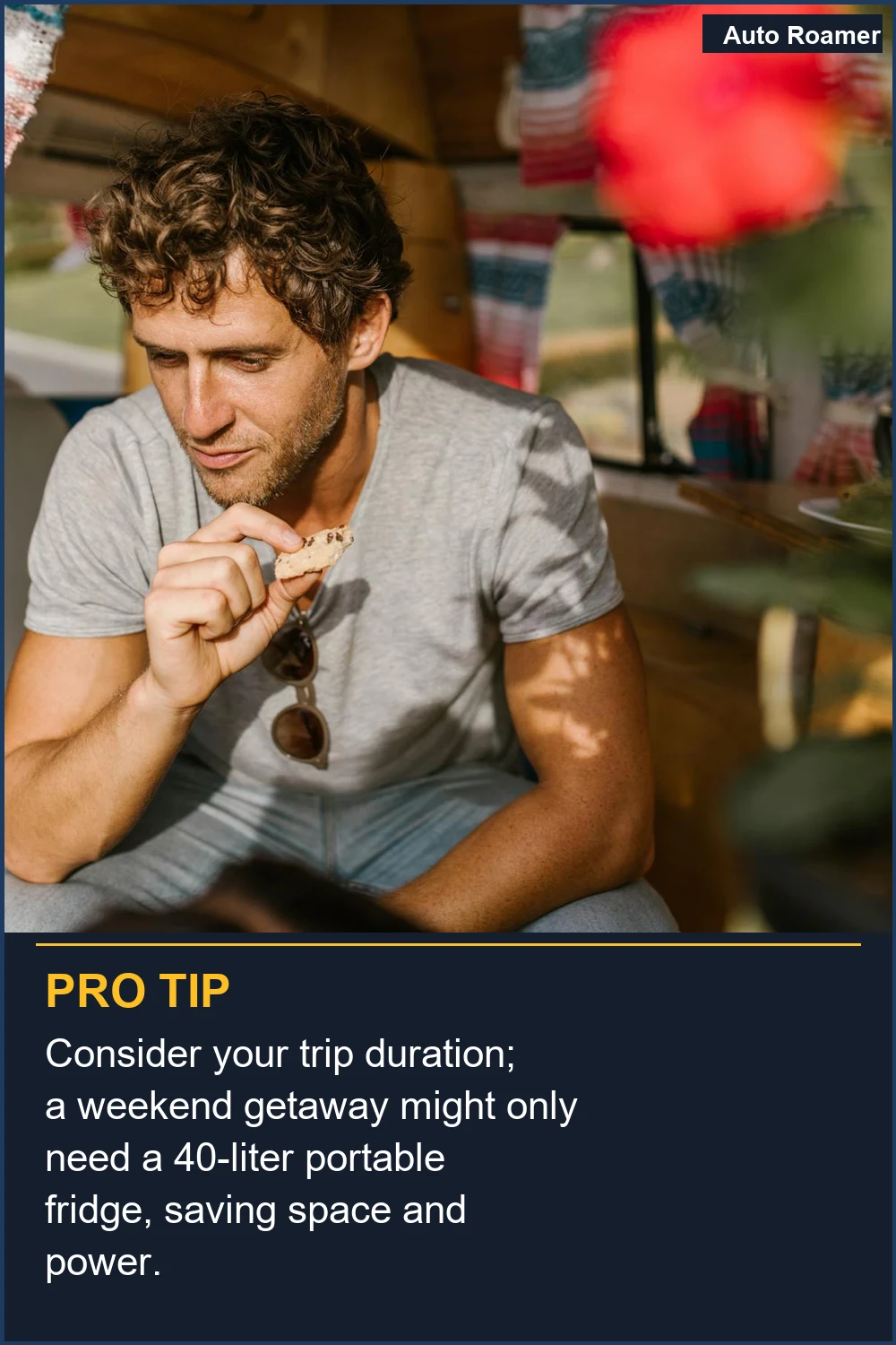 Consider your trip duration; a weekend getaway might only need a 40-liter portable fridge, saving space and power.