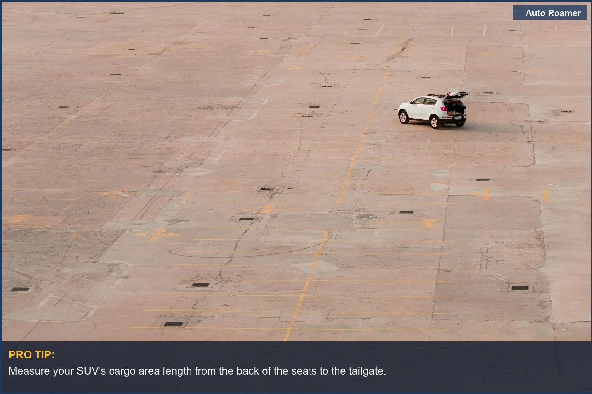 Overhead view of a white SUV's open trunk, ideal for measuring trunk organizer dimensions.