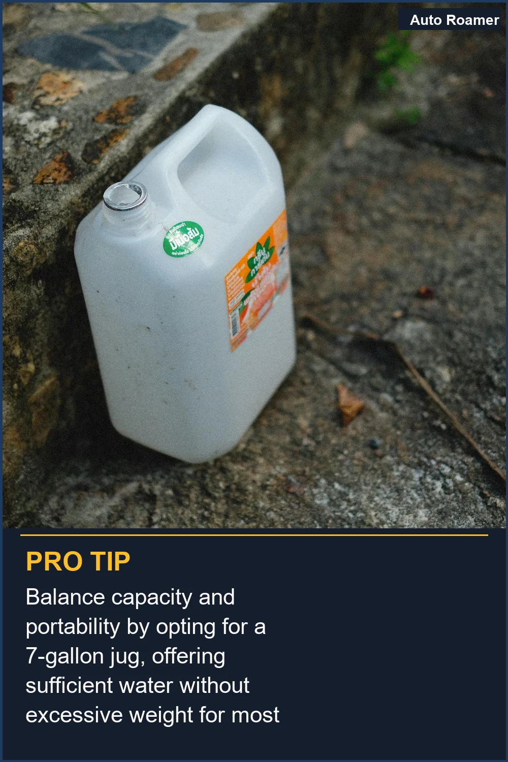 Balance capacity and portability by opting for a 7-gallon jug, offering sufficient water without excessive weight for most trips.