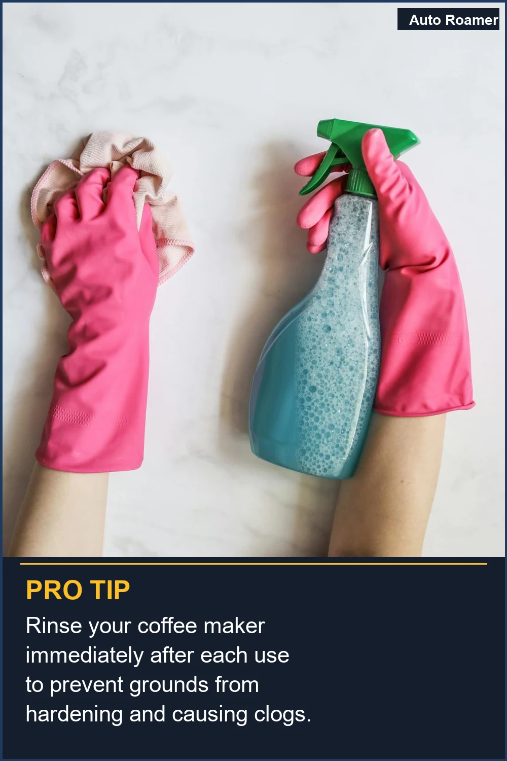 Rinse your coffee maker immediately after each use to prevent grounds from hardening and causing clogs.