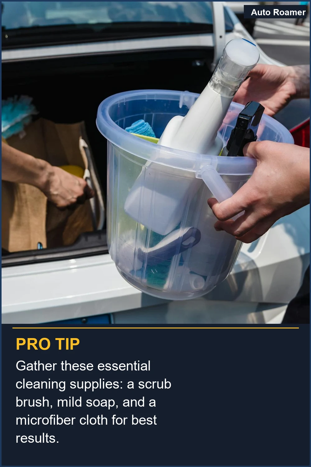 Gather these essential cleaning supplies: a scrub brush, mild soap, and a microfiber cloth for best results.