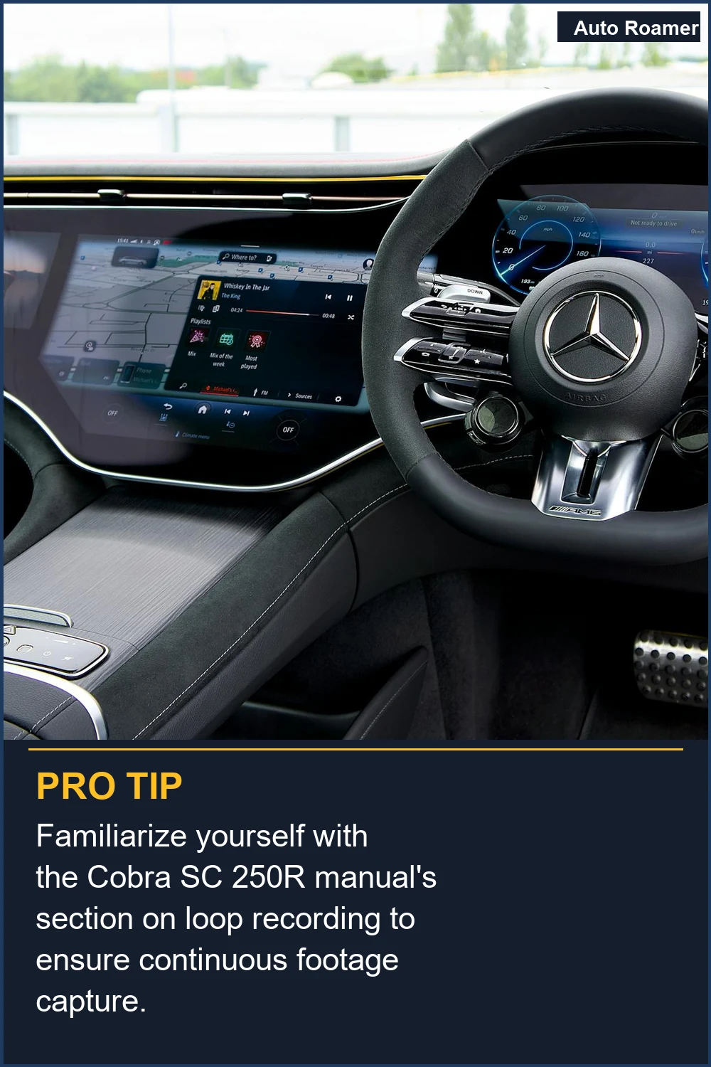 Familiarize yourself with the Cobra SC 250R manual's section on loop recording to ensure continuous footage capture.