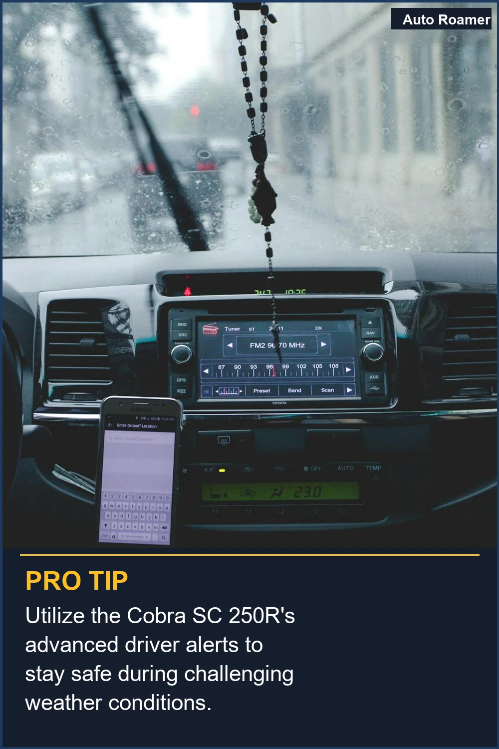 Utilize the Cobra SC 250R's advanced driver alerts to stay safe during challenging weather conditions.