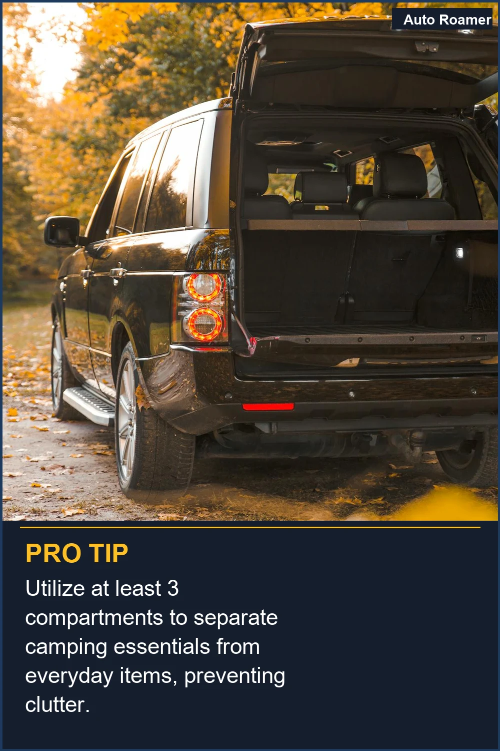 Utilize at least 3 compartments to separate camping essentials from everyday items, preventing clutter.