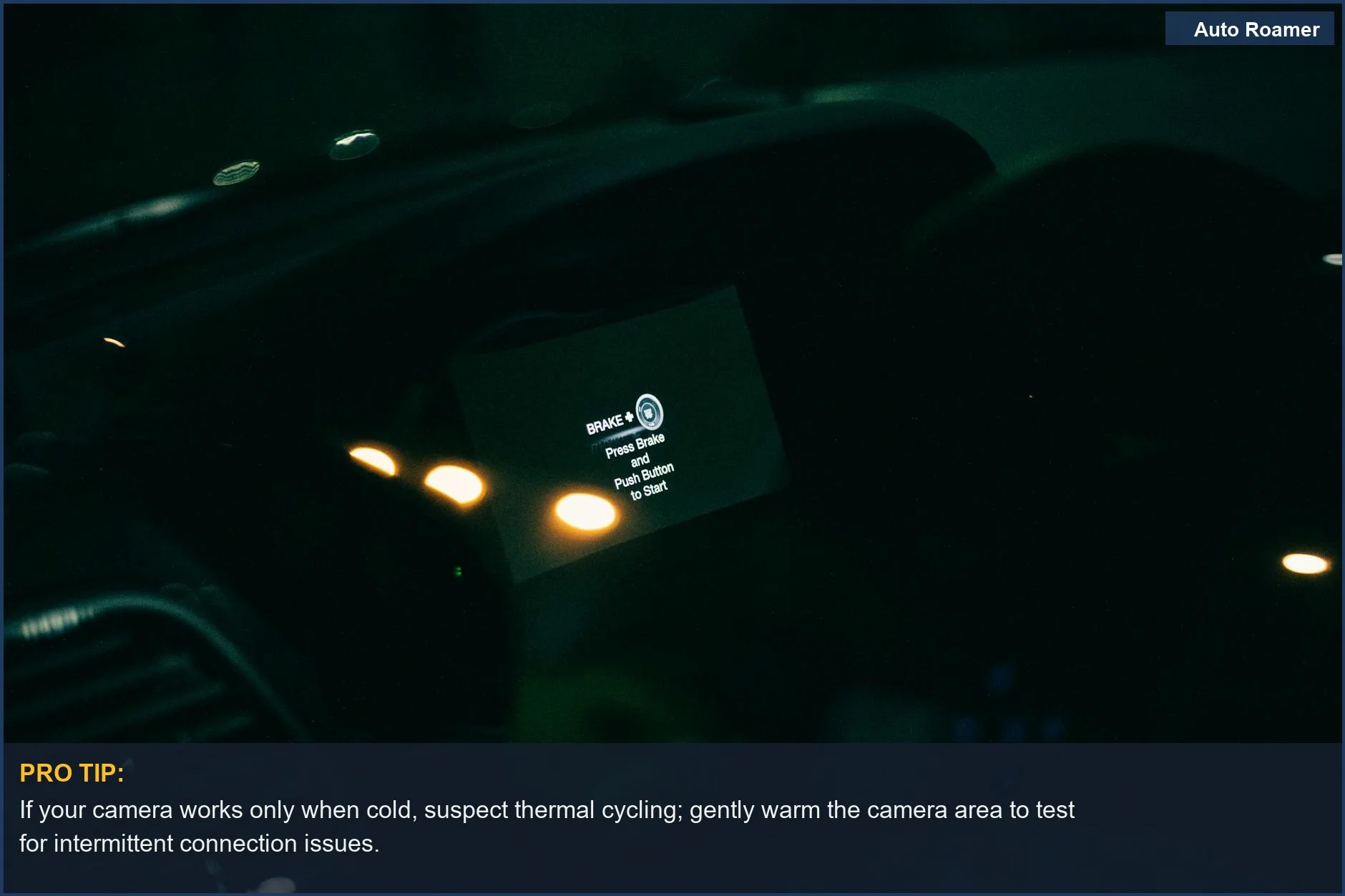 Troubleshooting intermittent backup camera problems by considering temperature-related sensor degradation and common failure points.